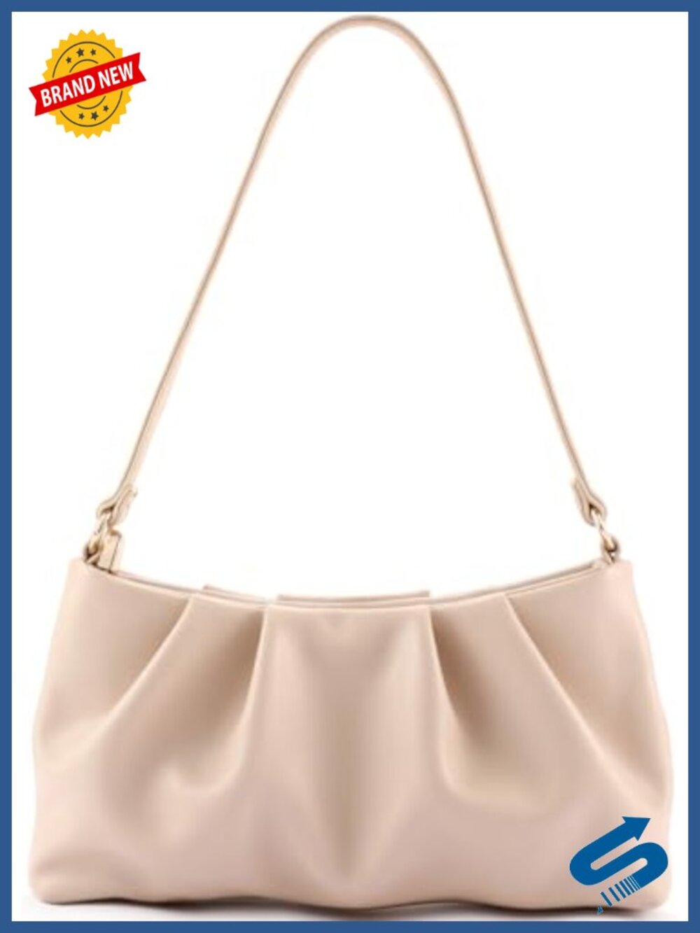 Women's Pleated PU Leather Evening Clutch with Chain Strap